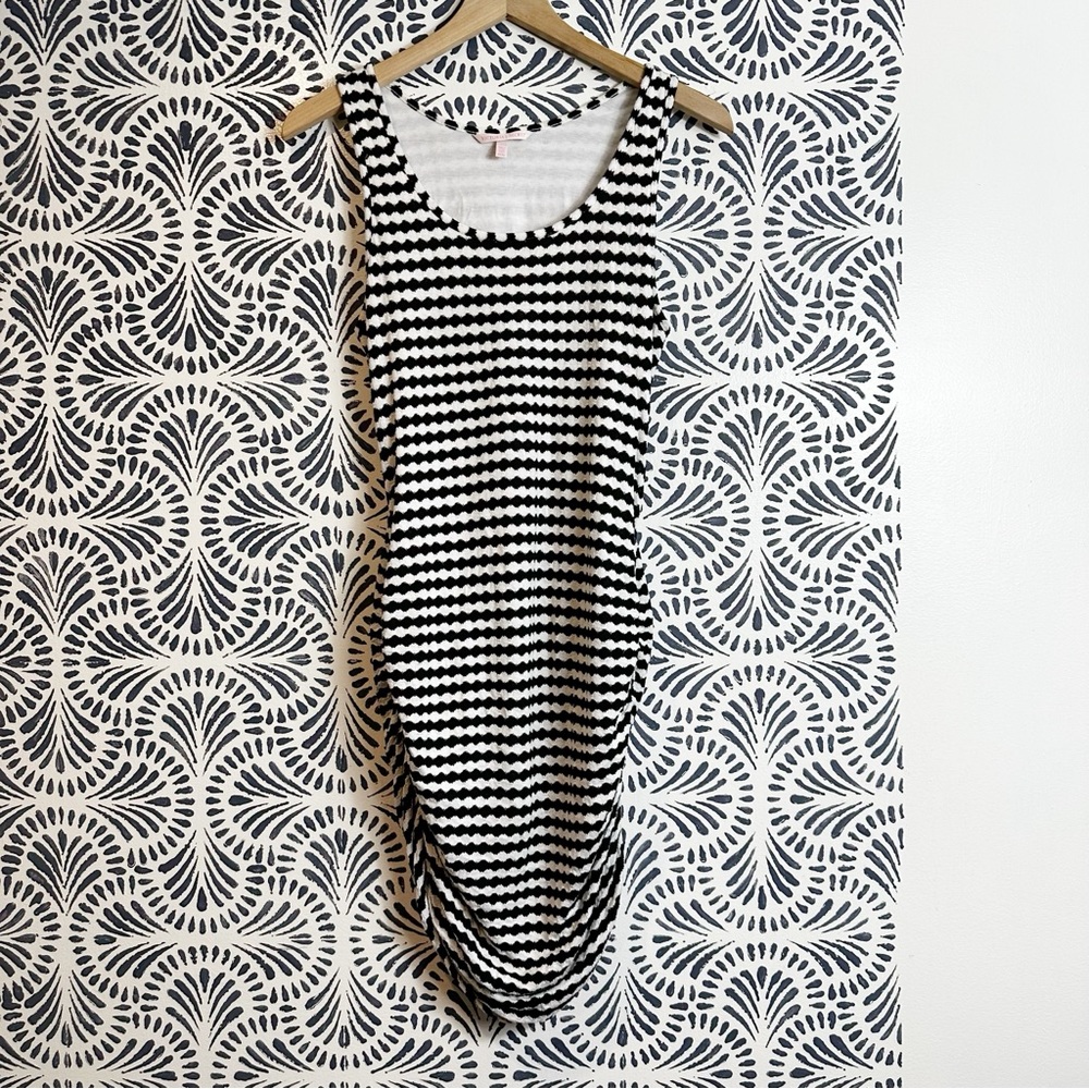 Victorias Secret Black And White Stripe Ruched Hip Tank Dress - Picture 5 of 12